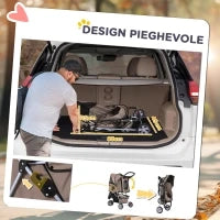 Passeggino per Cani Piccoli Pieghevole, Carrozzina per Cani con Ruote con Freni, Portabicchieri, Cestino Portaoggetti e Imbottitura Rimovibile e Lavabile, per Animali Domestici 10 kg, Caffè