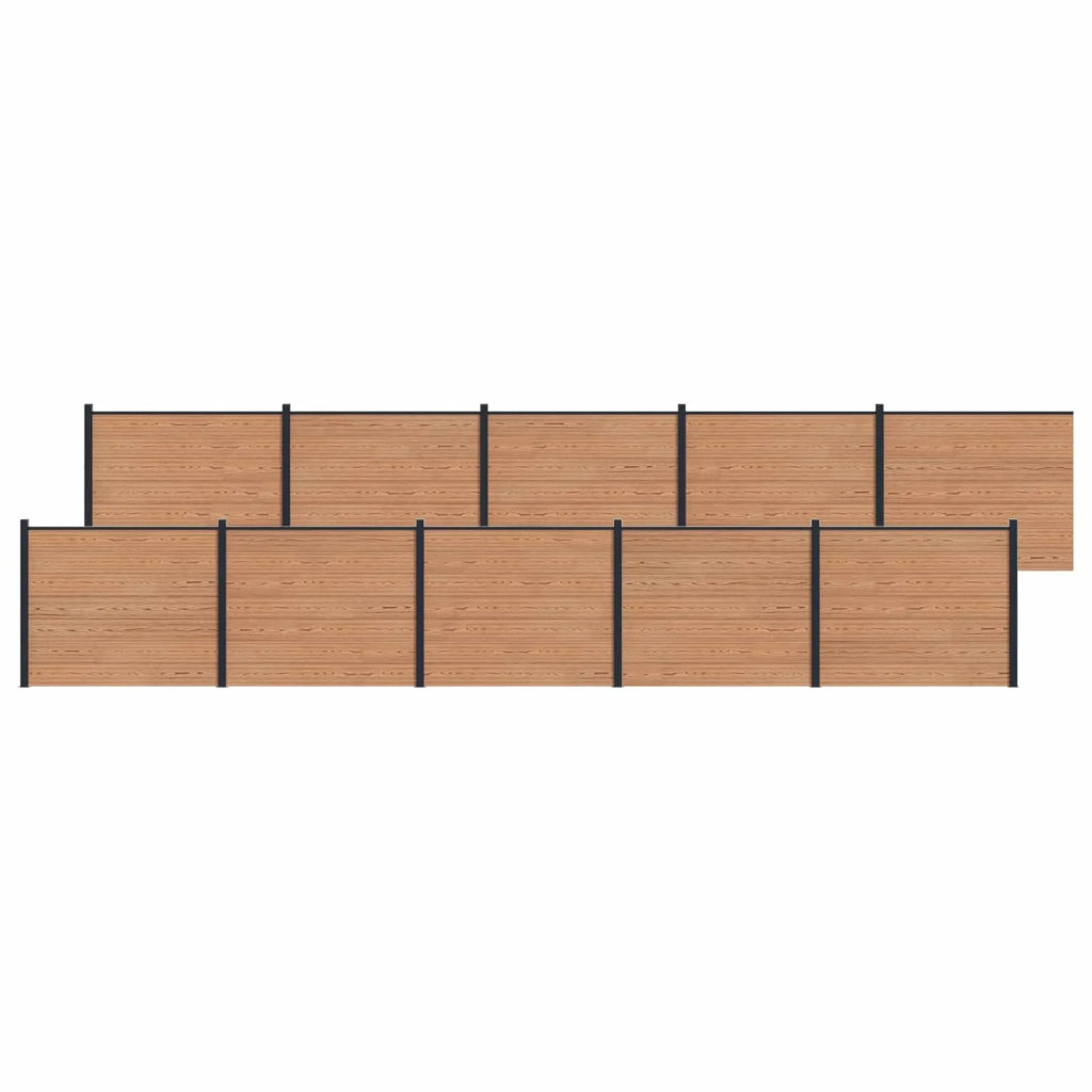 Pannello di Recinzione 10 pcs WPC e Alluminio Marrone