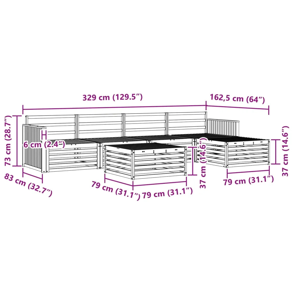 Set di divani da esterno 6 pcs Naturale 3373334
