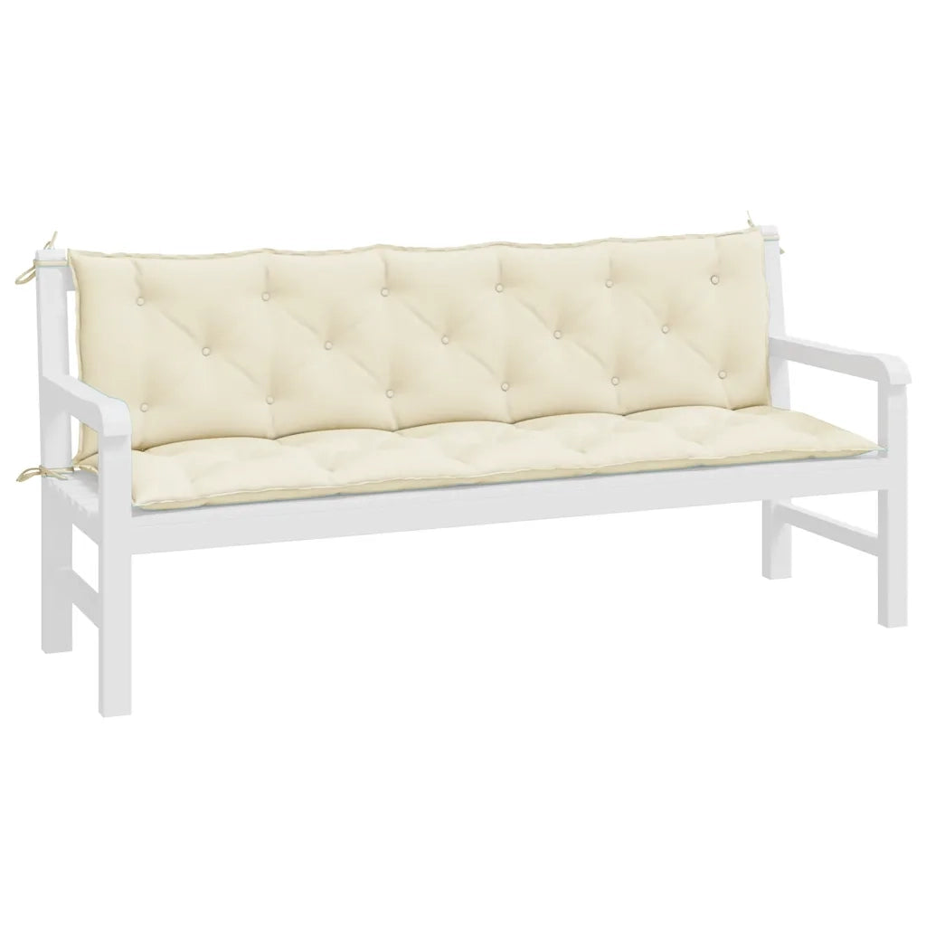 Cuscini Panca Giardino 2pz Bianco Crema 180x50x7 Tessuto Oxford 361718