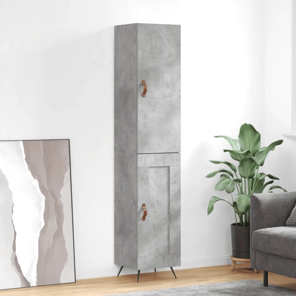 Credenza-Buffet-Armadio da cucina Grigio Cemento 34,5x34x180 cm in Legno Multistrato 836652