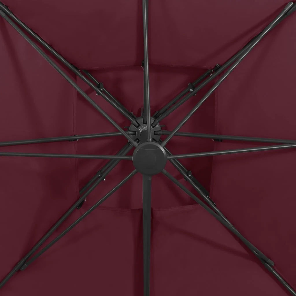 Ombrellone a braccio con doppia copertura 300 x 300 cm rosso bordeaux 02_0008559