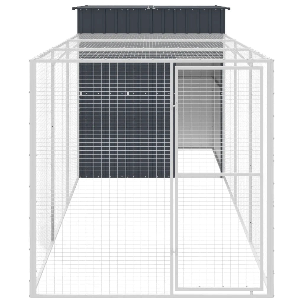 Pollaio con Area Corsa Antracite 165x455x181 cm Acciaio Zincatocod mxl 117700