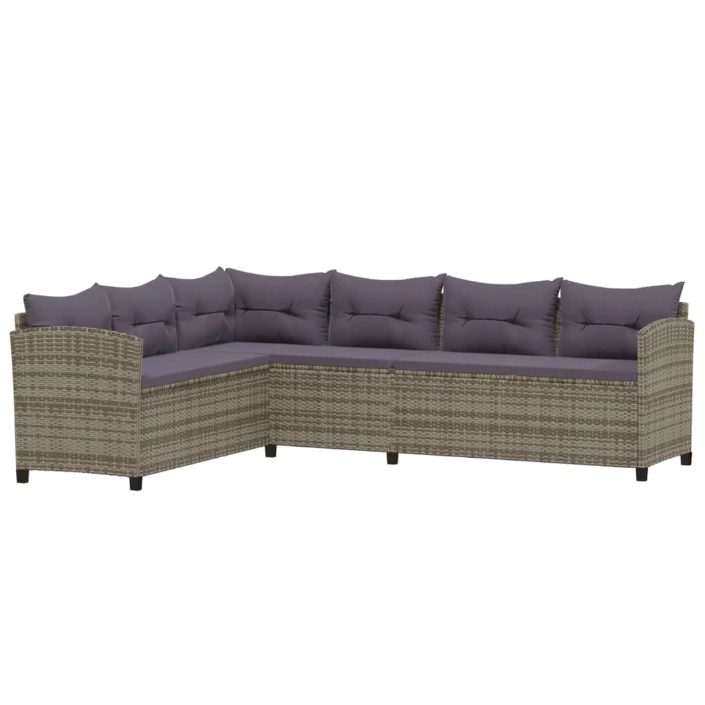 Set di mobili da giardino mobili da esterno 6 pezzi con cuscini resina intrecciata grigia 02_0016868