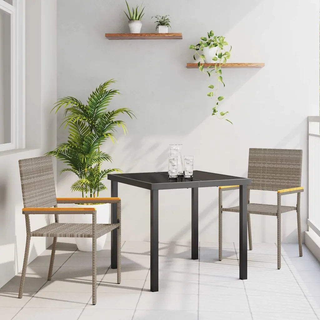 Set da Pranzo per Giardino con cuscino 3 pcs Grigio polyrattan 3379709