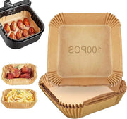 100 pezzi di carta per forno aeree - Quadrata 20cm - Antiscivolo - Resistente all'olio - Impermeabile all'acqua - Frittura ad aria - Forno - Accessori per forno aeree a microonde