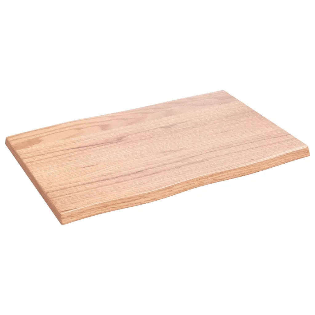 Piano Tavolo Marrone Chiaro 60x40x2 cm in Rovere Non Trattato