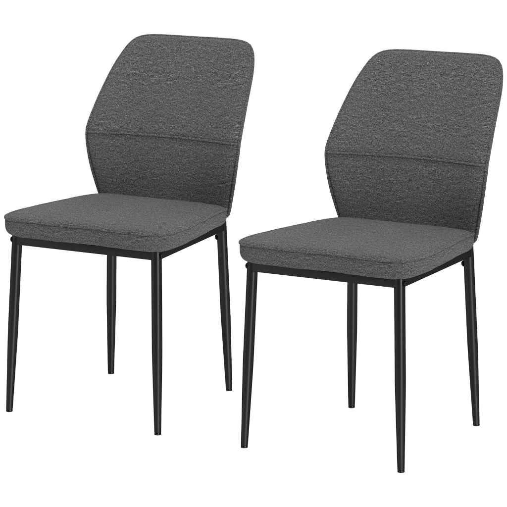 Set di 2 Sedie da Pranzo Imbottite in Velluto con Schienale Curvo e Gambe in Metallo ¨C Minimal ¨C Grigio 45x57x86 cm