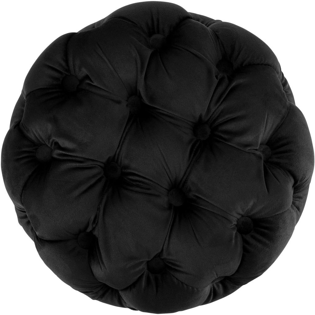 Pouf Drancy in velluto trapuntato nero,M