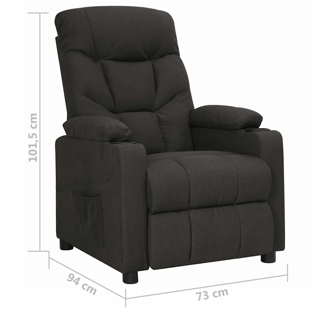 Divano Sedia-Poltrona Reclinabile in Tessuto Nero 569199