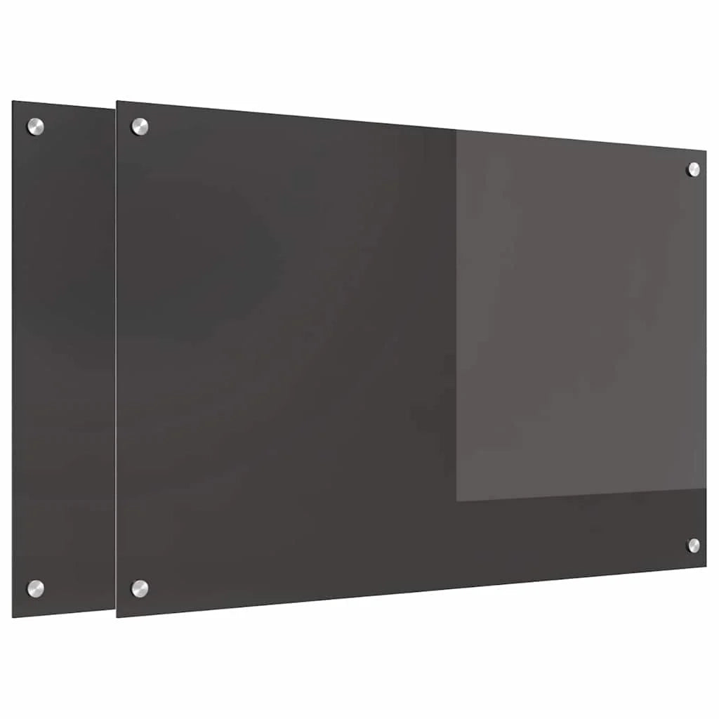 Set di 2 paraschizzi moderni per cucina resistenti al calore 90 x 60 cm in vetro temperato grigio scuro 02_0056246