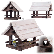 KADAX Grande mangiatoia per uccelli in legno da appendere, decorazione da giardino.