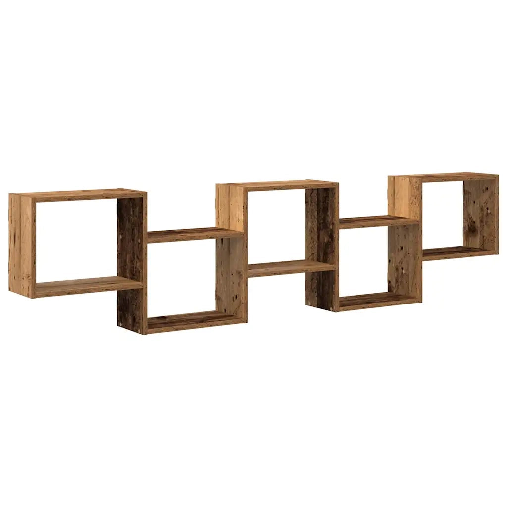 Mensola a Cubo da Parete 5 Scomparti Truciolato Legno Antico 860002