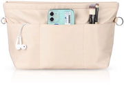 Organizzatore per borsa, tasorganizzatore in nylon con chiusura per chiave, tasche interne impermeabili per organizzatore per borsa (beige, dimensioni extra grandi)