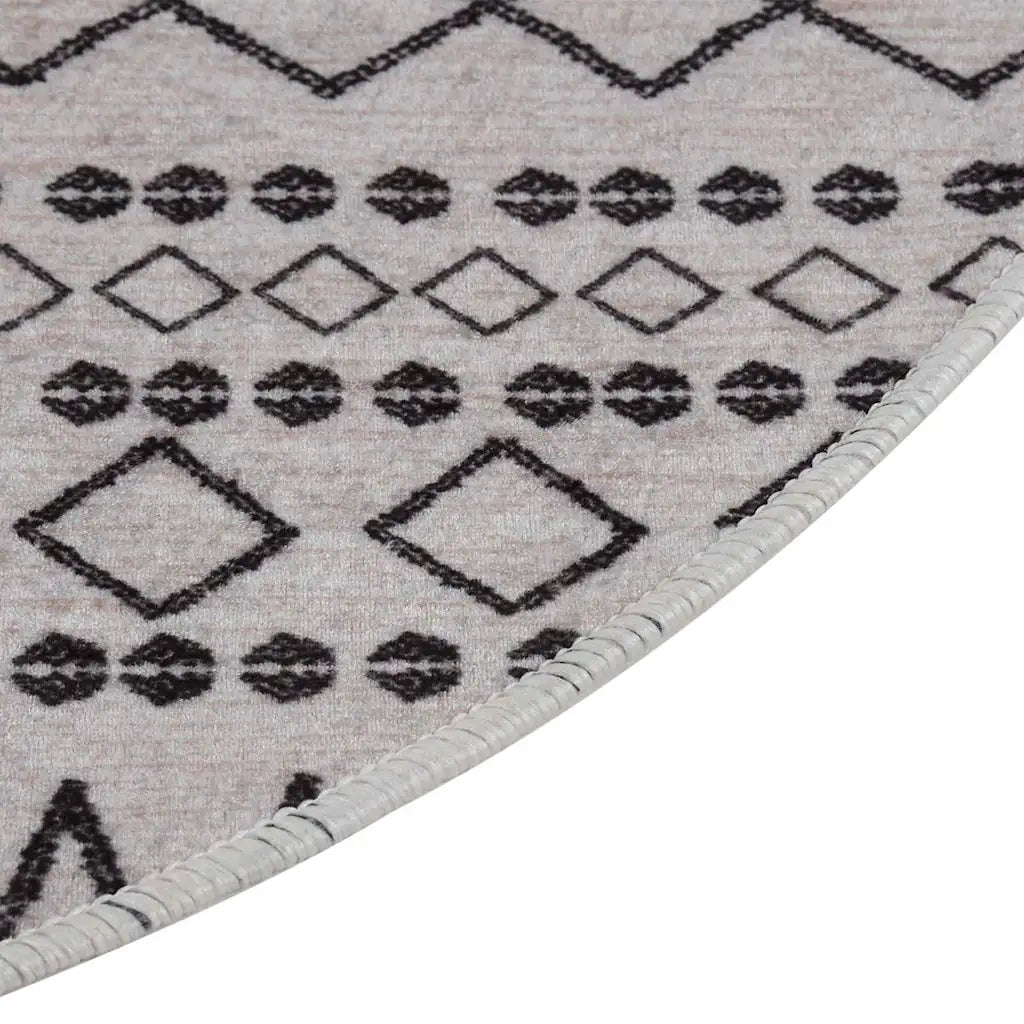 Tappeto Lavabile φ120 cm Nero e Bianco 337975