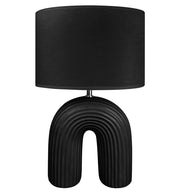 Lampada Moderna Da Comodino Tavola Forma Arcobaleno Grande 50 Cm Certificata RoHS In Ceramica Con Paralume 45W Scrivania Tavolo Abat Jour Nero