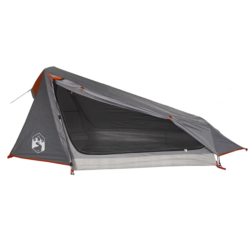 Tenda Campeggio Tunnel 1 Persona Grigia Arancione Impermeabile 94610