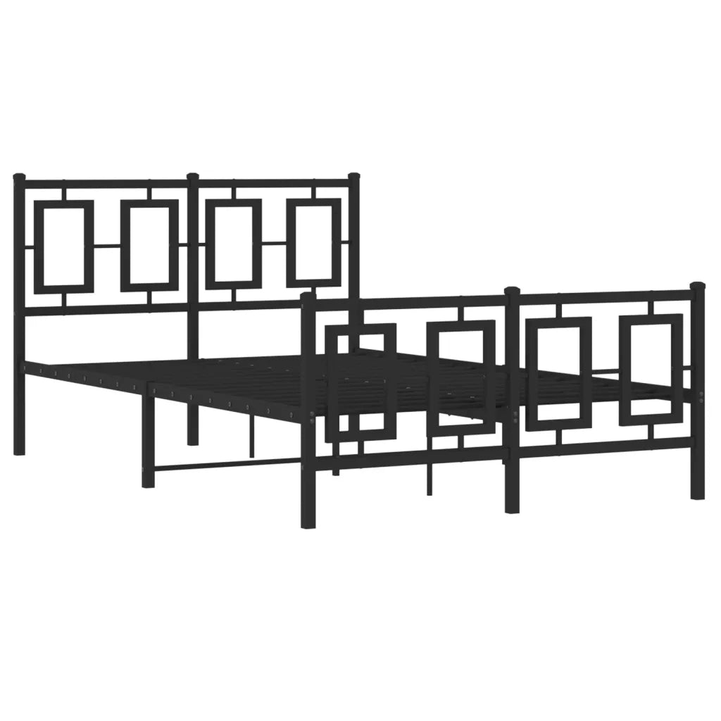 Giroletto con Testiera e Pediera Metallo Nero 120x190 cm 374256