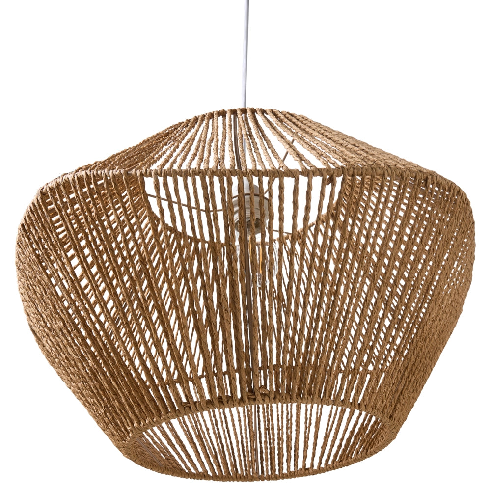 Lampada a sospensione Corda di carta naturale Plafoniera con paralume intrecciato Sala da pranzo Soggiorno Stile Boho