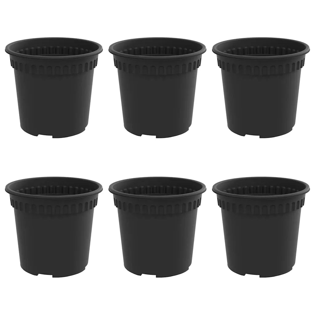 Vaso Rotondo per Fiori 6 pcs Nero Ø 15 x 12 cm Plastica 42020268
