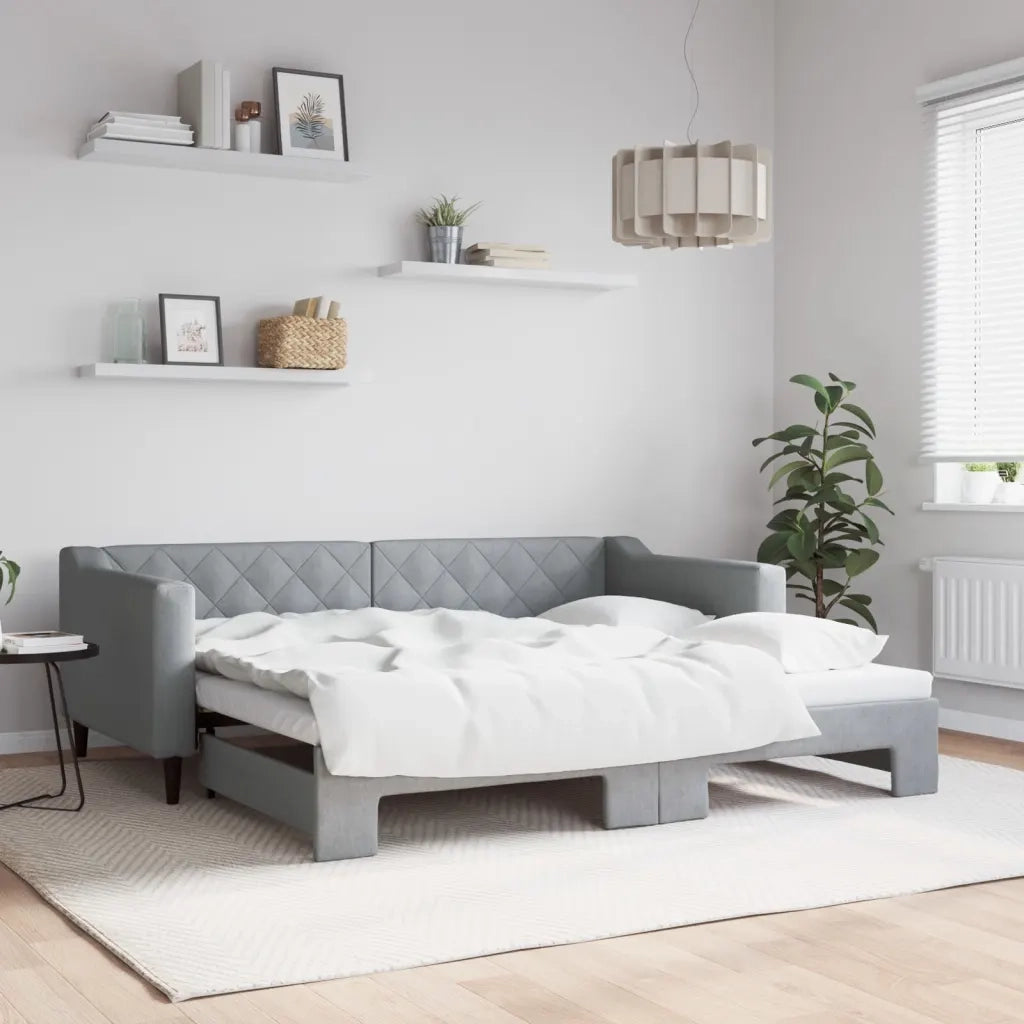 Divano Letto con Letto Estraibile-Sofa Letto-Daybed Grigio Chiaro 90x190 Tessuto 928460