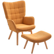 Poltrona relax con poggiapiedi in tessuto cord ¨C zephmum ¨C marrone, gambe in legno