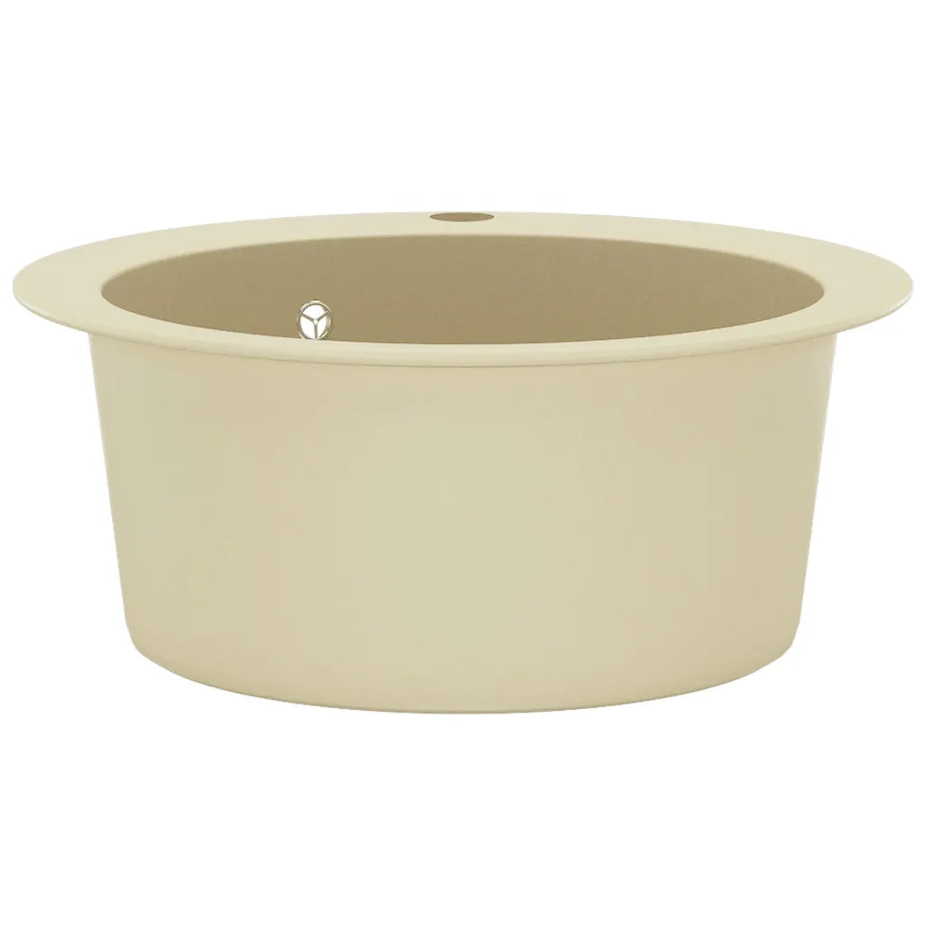 Lavello da Cucina in Granito Vasca Singola Tonda Beige CFW7628382