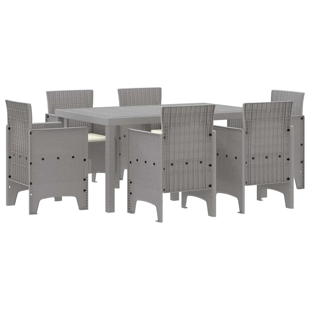 Set da Pranzo per Giardino 7 pcs Grigio chiaro Rattan Polt