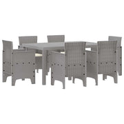 Set da Pranzo per Giardino 7 pcs Grigio chiaro Rattan Polt