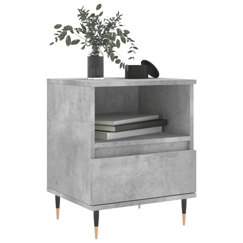 Comodini 2pz-Set di 2 Tavolino da notte Grigio Cemento 40x35x50 cm in Legno Multistrato 720516