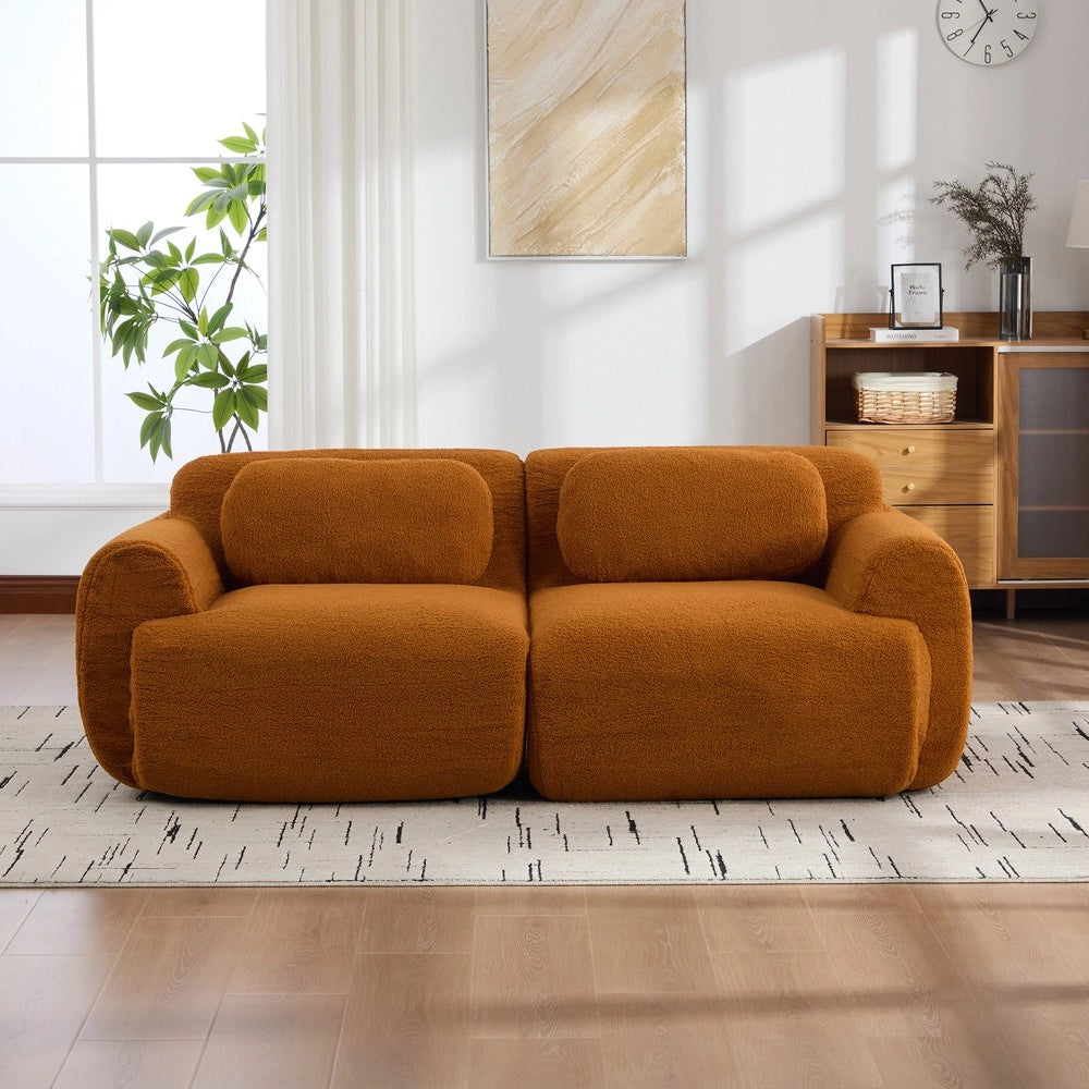 Divano Modulare in Tessuto Chenille ¨C MINIMAL ¨C Caramel, Schiumato 30D