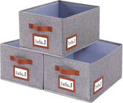 Organizzatore pieghevole con maniglia - Grande contenitore per armadio per abbigliamento - Grigio - Set di 3 - 38x26x20 cm