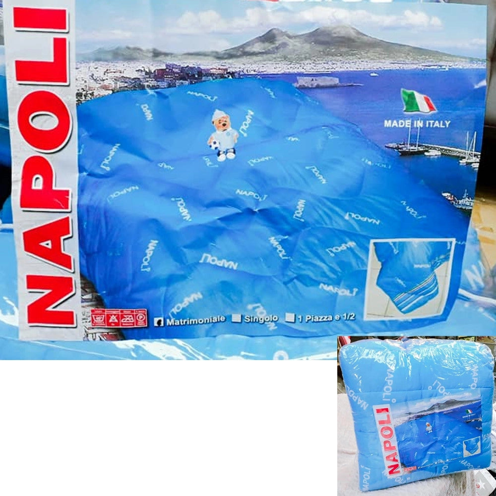 Trade Shop - Trapunta Piumone Per Letto Singolo Invernale Trama Del Napoli Colore Azzurro -