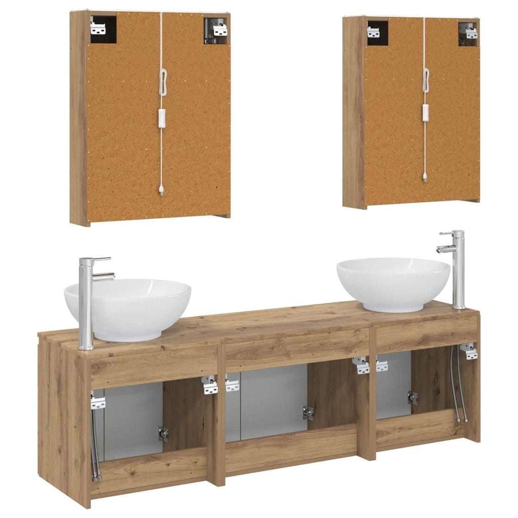 Set di Armadi da Bagno 5 pcs Rovere Artigianale 3406494