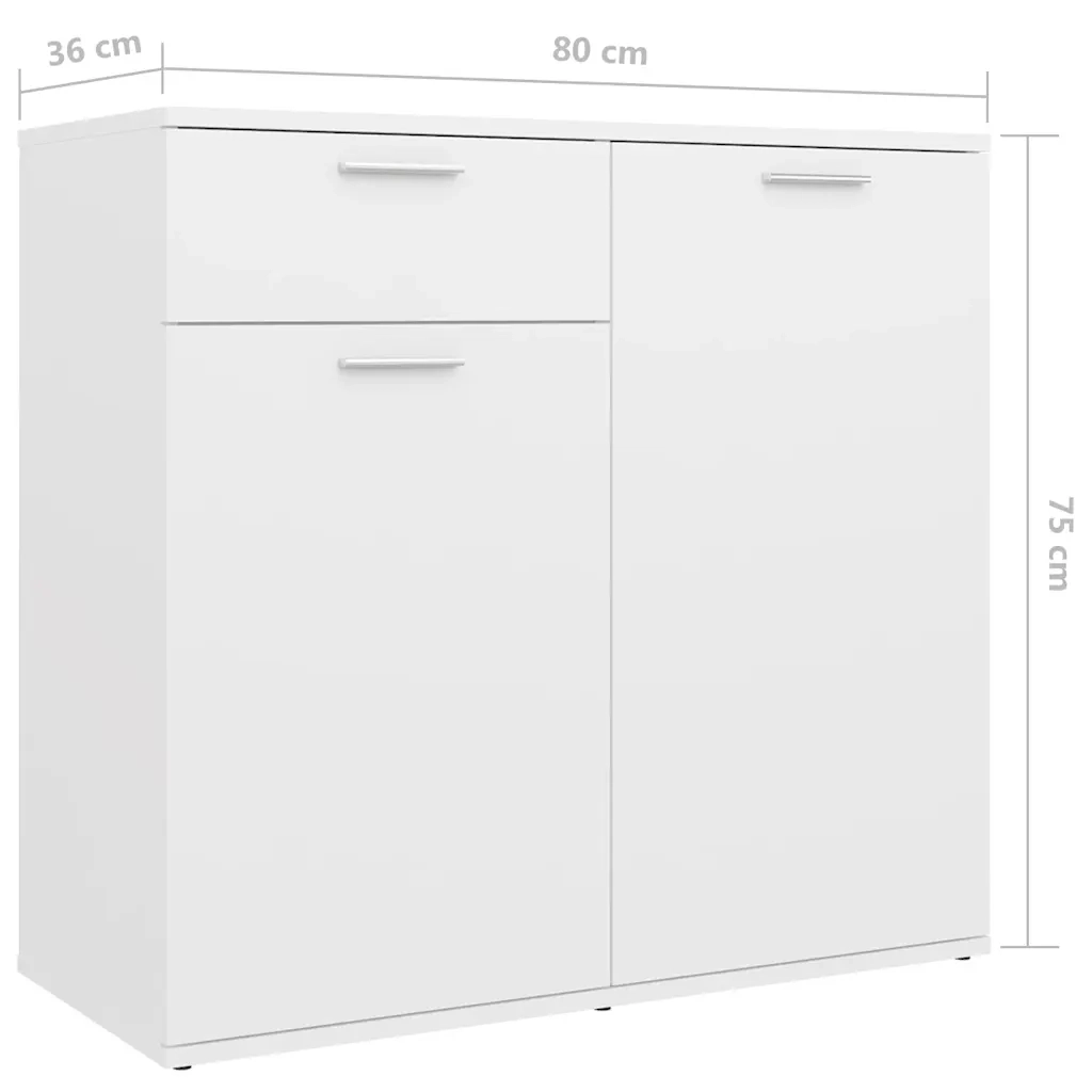 Credenza | Madia | Buffet da pranzo | Armadio da pranzo Bianca 160x36x75 cm in Legno Multistrato