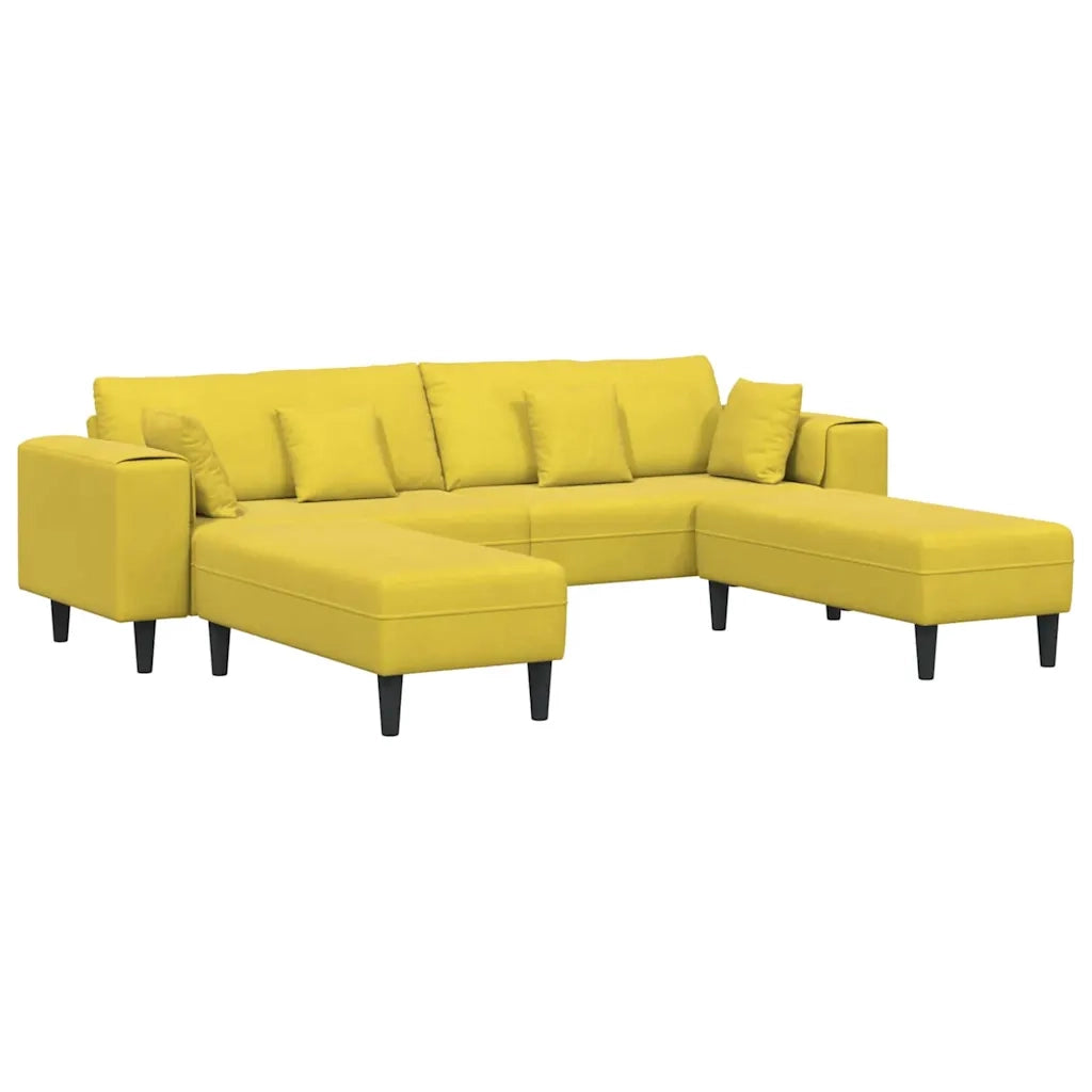 vidaXL Divano in Velluto con cuscino 3 pcs Giallo 208 cm Velluto