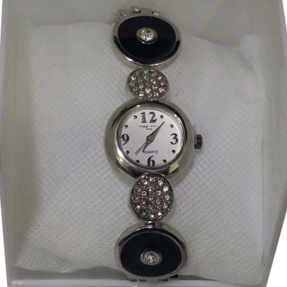 Trade Shop - Orologio Da Polso Bracciale Donna Brillantini Quadrante Tondo Strass W4 -