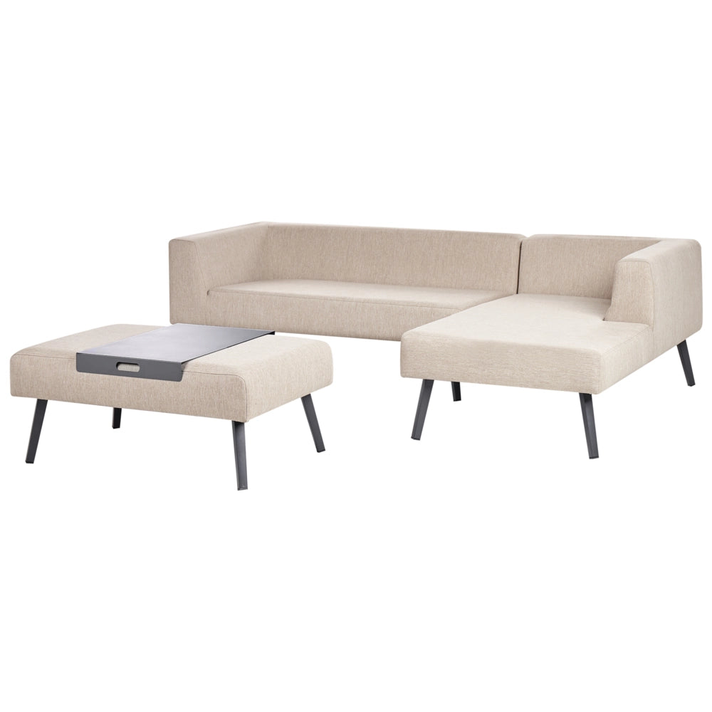 Set di 4 posti a sedere in tessuto beige Struttura in alluminio Mobili da giardino alla moda