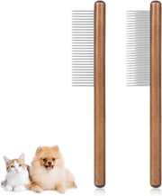 Spazzola per Gatti e Cane in Legno - Spazzola per Cane in Acciaio Inossidabile e Spazzola per Pulci per Gatti - Adatta per Tutte le Lunghezze di Capelli - Rimuove con Efficienza Intrecci e Maturi