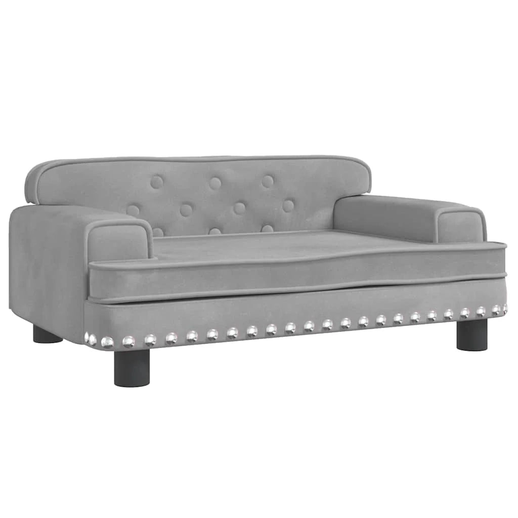 Cuccia per cani comoda cesta da divano colore chiaro 70 x 45 x 30 cm velluto grigio 02_0043111