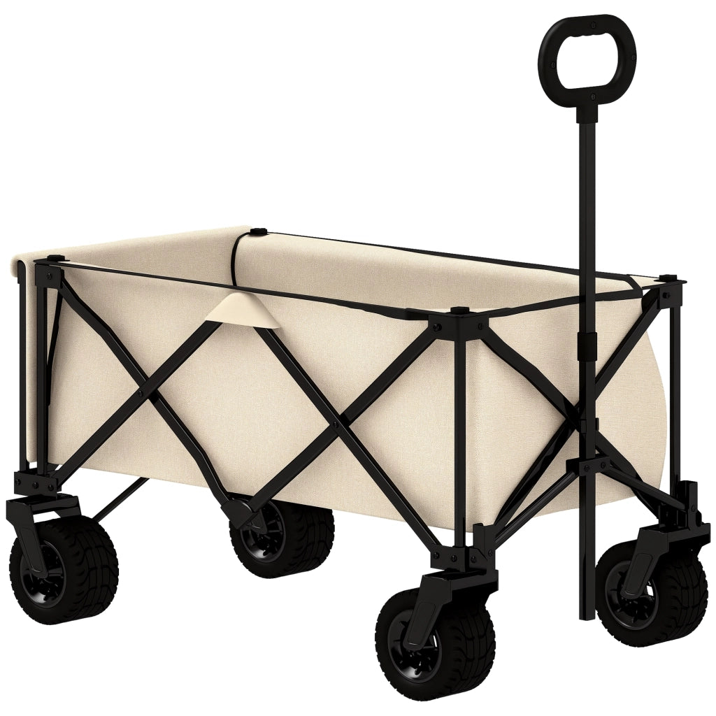 Carrello da Giardino Pieghevole con Piano Esterno ¨C Zephmum ¨C Beige 90x48x92 cm