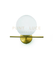 JUGEN APPLIQUE DA PARETE 1 LUCE OTTONE SPAZZOLATO ATTACCO E27 SFERA BIANCO OPACO