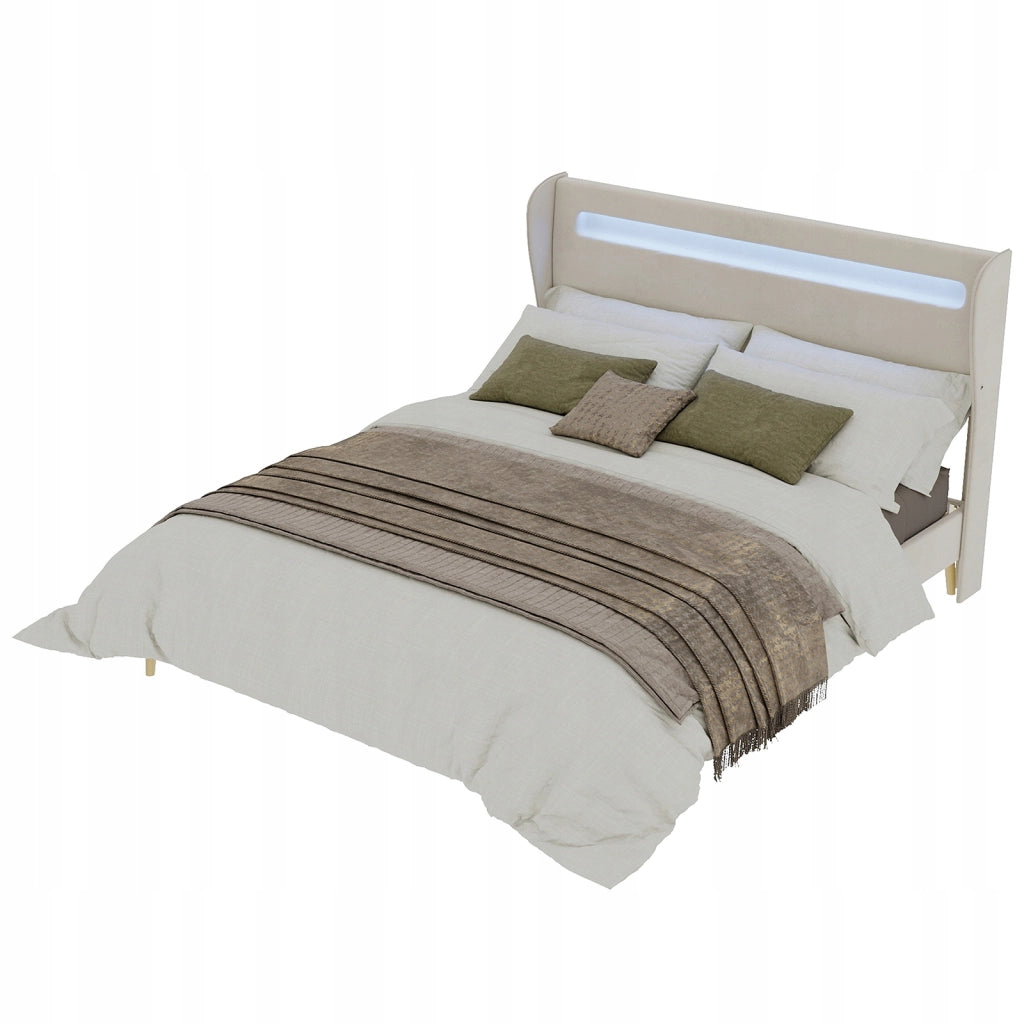 Letto imbottito 160x200 con LED - Xylo - Colore beige