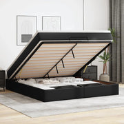 Struttura Letto Pouf con Materasso Nero 180x200 cm Similpelle 3311051