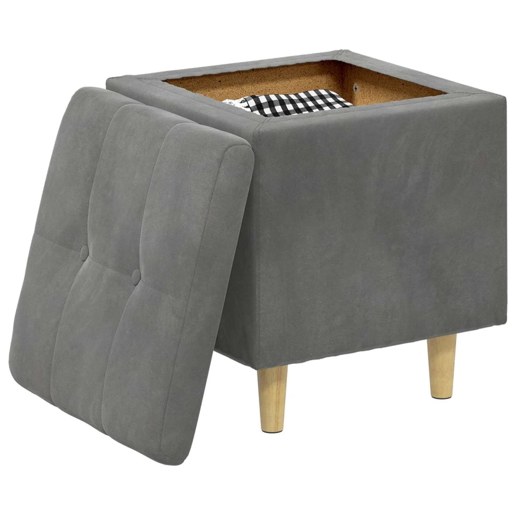 Pouf contenitore Grigio scuro 40 x 40 x 45 cm Velluto