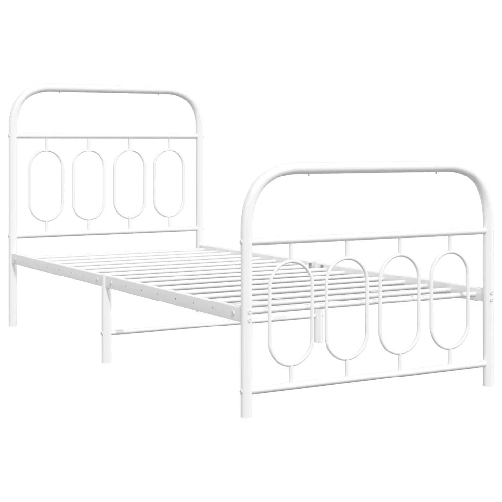 Giroletto con Testiera e Pediera Metallo Bianco 90x190 cm 377176