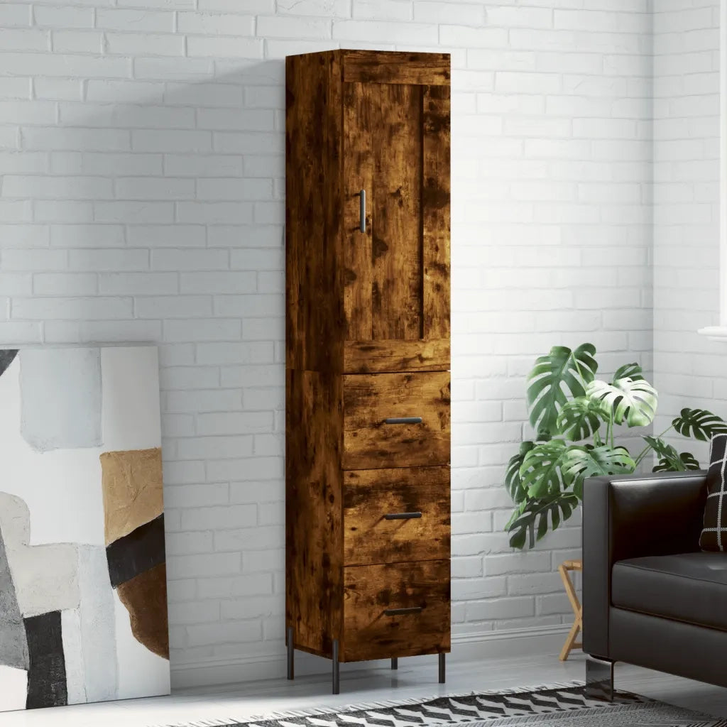 Credenza | Madia | Buffet da pranzo | Armadio da pranzo Rovere Fumo 34,5x34x180 cm in Legno Multistrato