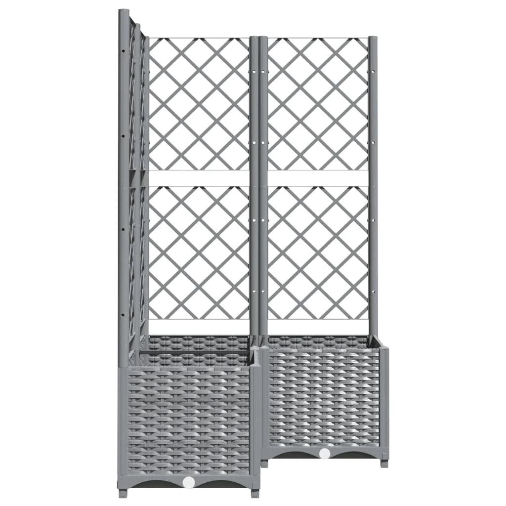 Fioriera rialzata per piante fiori e terrazze con traliccio grigio chiaro 80 x 80 x 136 cm PP grigio 02_0038364
