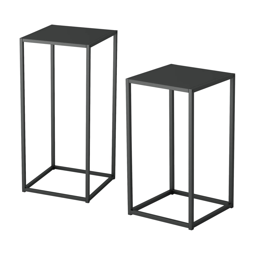 Set di 2 tavolini laterali di diverse dimensioni acciaio nero 03_0010605