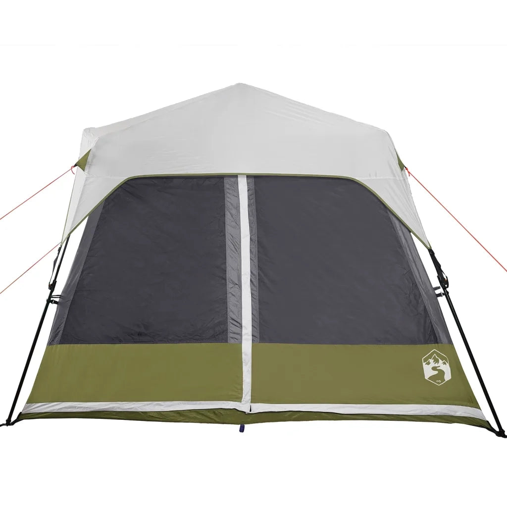 Tenda Famiglia con LED 9 Persone-Tenda da campeggio Verde Chiaro Rilascio Rapido